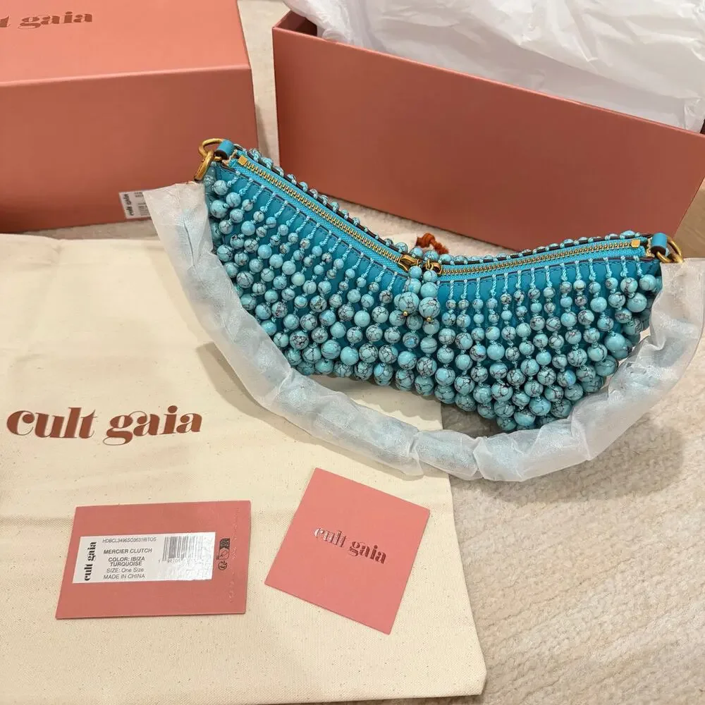 NEW Cult Gaia Mercier Mini Shoulder Bag in Ibiza Turquoise - Picture 3 of 9